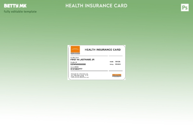 Модерен стил Шаблон за картичка за здравствено осигурување во Гвинеја Бисао